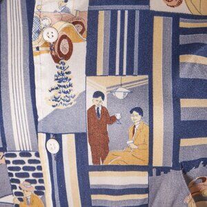 1970s Novelty Car Print Butterfly Collar Button Up shirt